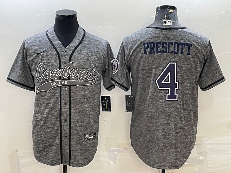Men Dallas Cowboys #4 Prescott Grey hemp ash 2022 Nike Co branded NFL Jerseys